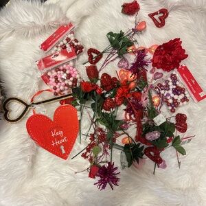 Valentine Red Heart Floral & Decorative Picks Bundle